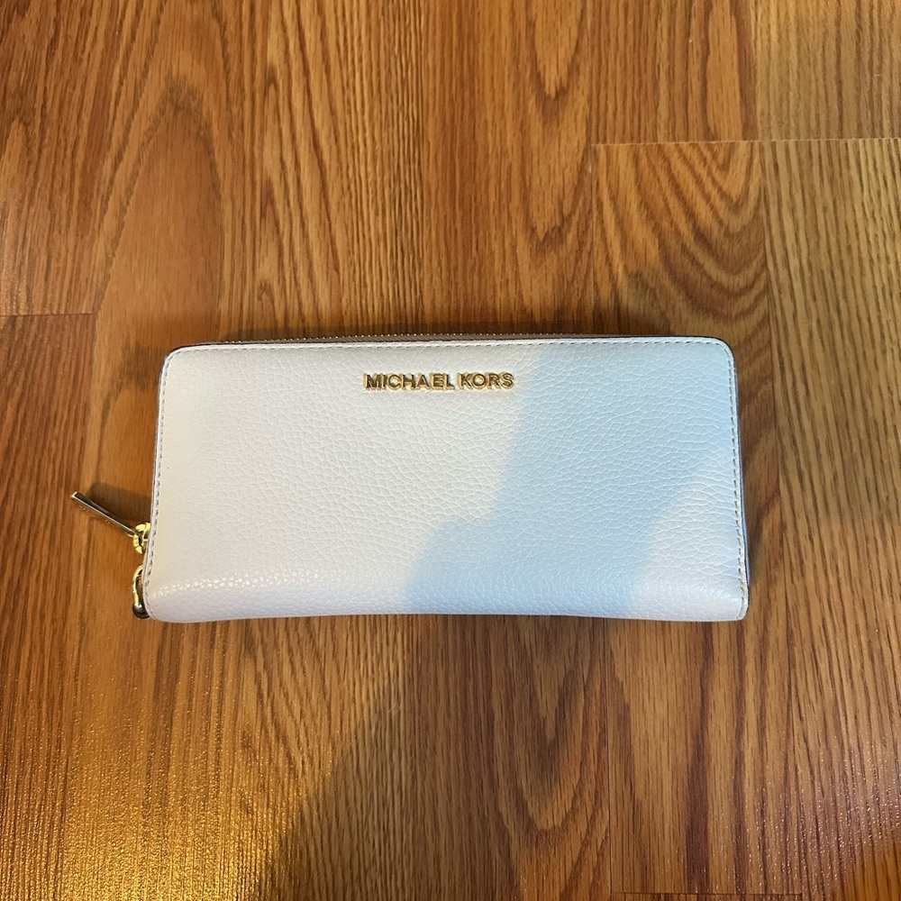 Michael Kors Cream Wallet with Gold Accents